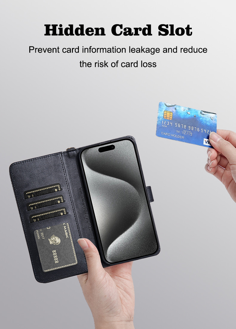Removable Strap PU Leather Phone Case Flip Cover Wallet Card Holder For IPhone