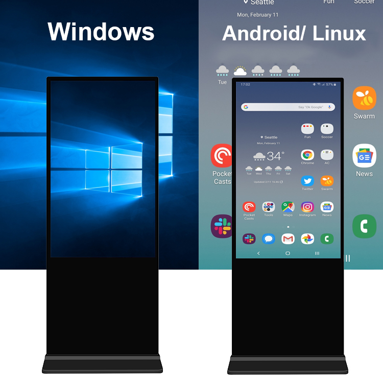 TFT Floor Standing Digital Signage , Floor Standing Touch Screen Kiosk 49 Inch