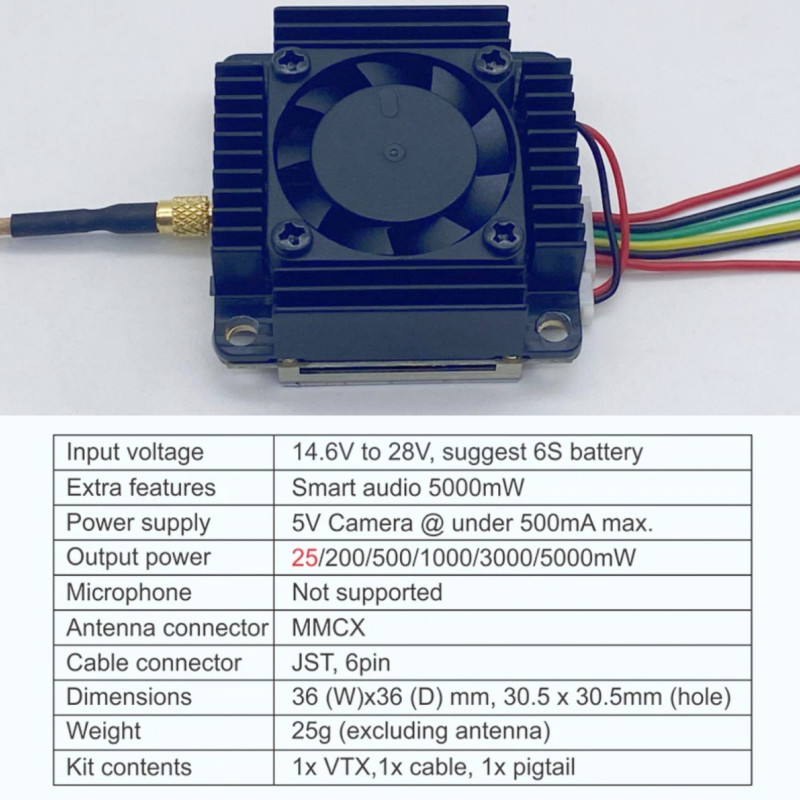 AKK 5W FPV VTX 5.8G 5W Video Transmitter Ultra Long Range Transmission VTX Support Smart Audio for FPV Drone
