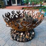 Decoration Hemisphere Corten Steel Outdoor Fire Pit Balls Laser Cutting