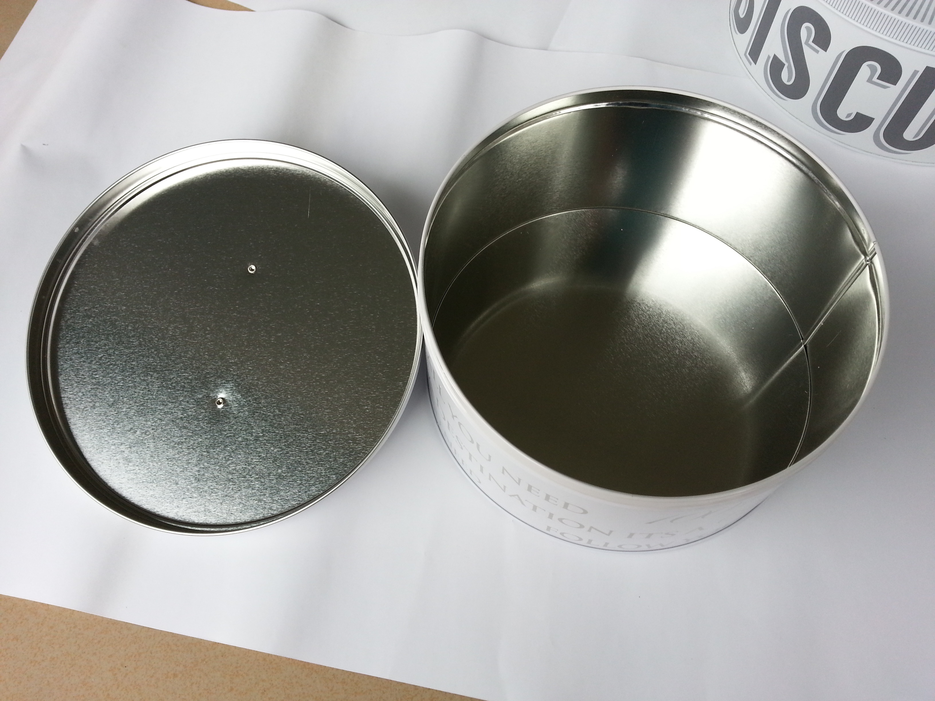 Cookie Food Tin Canister 2 Spot Colored Printed With Metal Handle