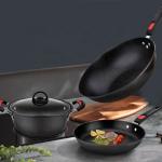 Black Non Stick Cast Iron Cookware Set Medical Stone Cookware Set
