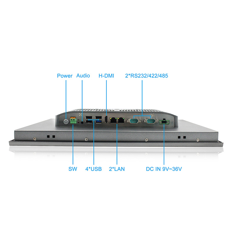 Rugged 17 Inch HMI Panel PC TPM 2.0 RS232 RS422 RS485 9-36V voltage