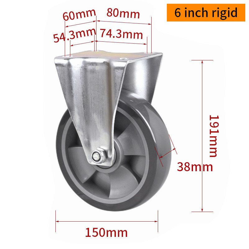 EDL‌ Medium Duty 6inch Caster TPU Plate by Rigid , Swivel and Brake Type 250kg