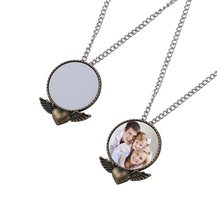 Sublimation Blanks Necklace Vintage Round Pendant Necklace Sublimation Transfer Printing Jewelry