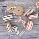 10mm-38mm*10y Black And Red Striped Cotton Ribbon For Gift Packing And Garment