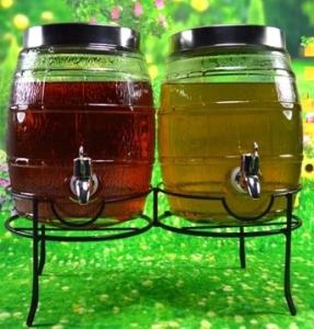 Quality Set of 2 glass juice / beverage dispensers on the rack wholesale