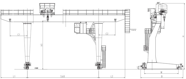 Easy Install L Type Workshop 200 Ton Gantry Crane Single Girder