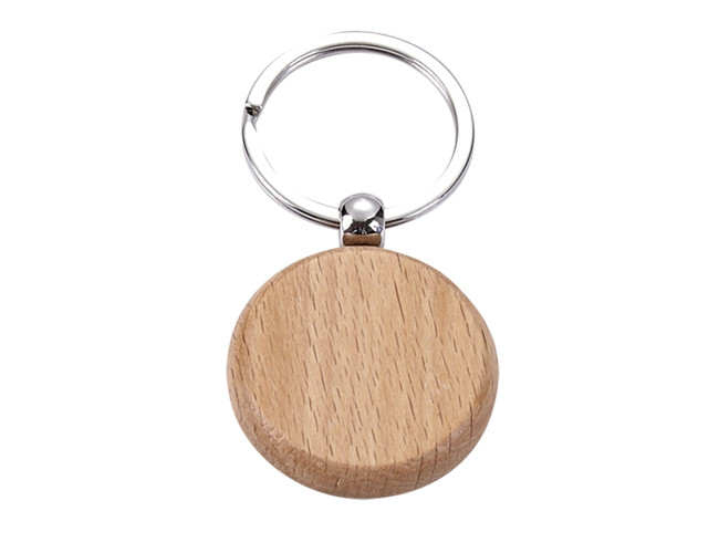 Epoxy Doming Round Cute Metal Keychain 9mm Thickness Plain Wooden Keychain