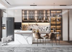 Quality Modern Integral Kitchen Island Kitchen Island Wood Melamine Kitchen Cabinets wholesale