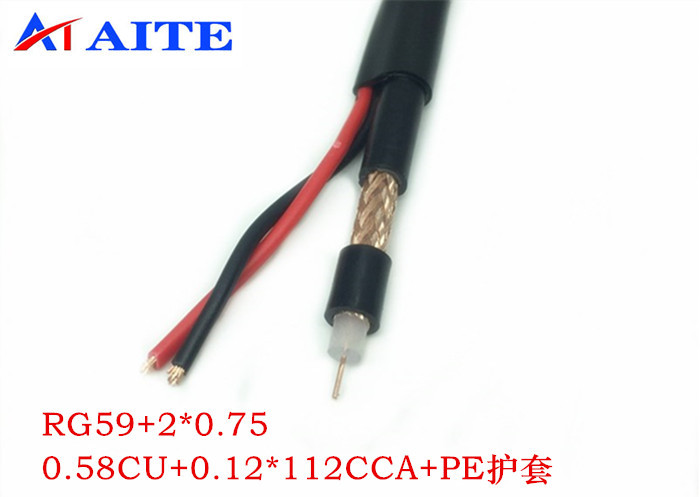 RG59+2C Outdoor PE Siamese Coax Cable UV Resistant For Monitor Project