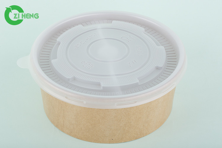 Food Grade Disposable Customized Kraft Paper Soup Bowl Cup With Lid