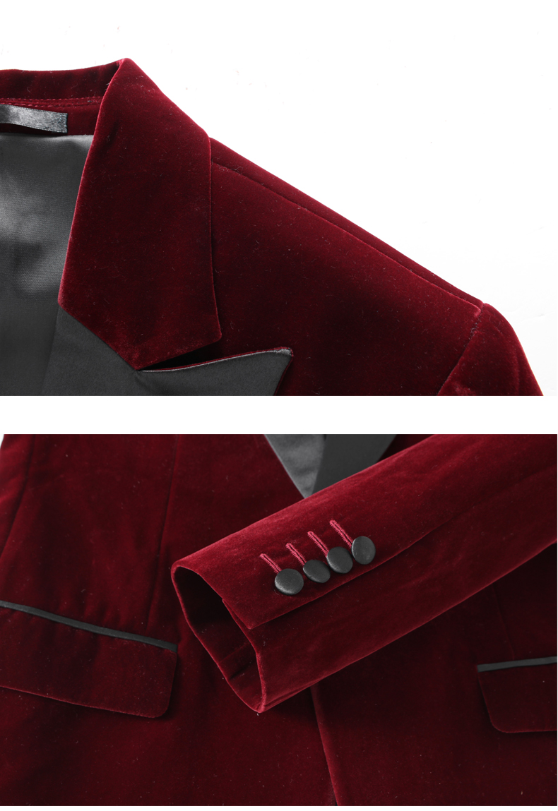 Men's Gold Velvet Casual Suit Slim Fit Velveteen Jacket for Stage Performance Hosts