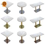 Artificial Stone Top Restaurant Coffee Table With Stainless Steel Base