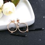 Stainless Steel Round Black Earring Diamond Eardrop, Tassel Earrings , fringing