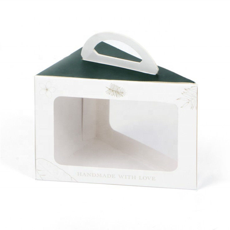 Decorative Clear Cake Display Box , Eco Paperboard Cake Slice Boxes