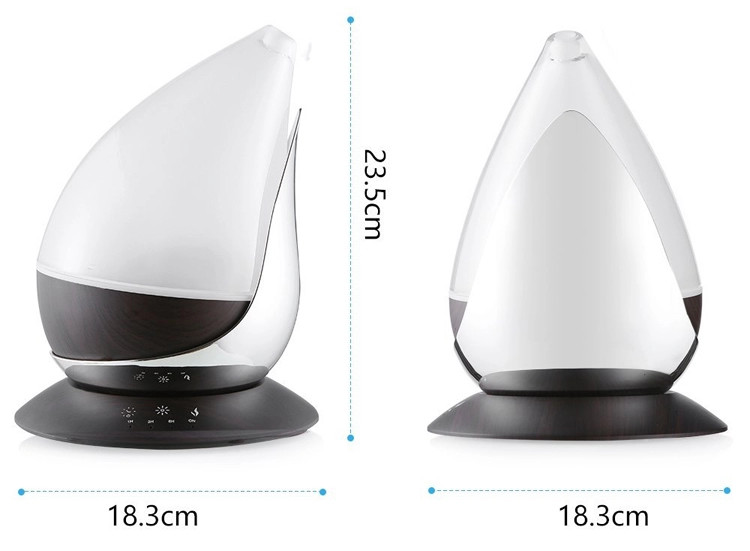 Drop Shape 350ml Glass Ultrasonic Diffuser With Wood Grain Base