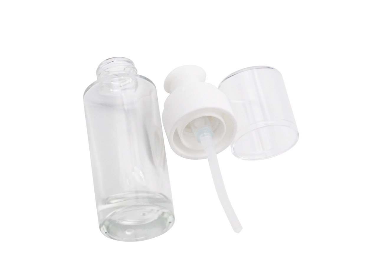 Round Cream Glass Bottle Lotion Pump Round 30ml Empty Cosmetic