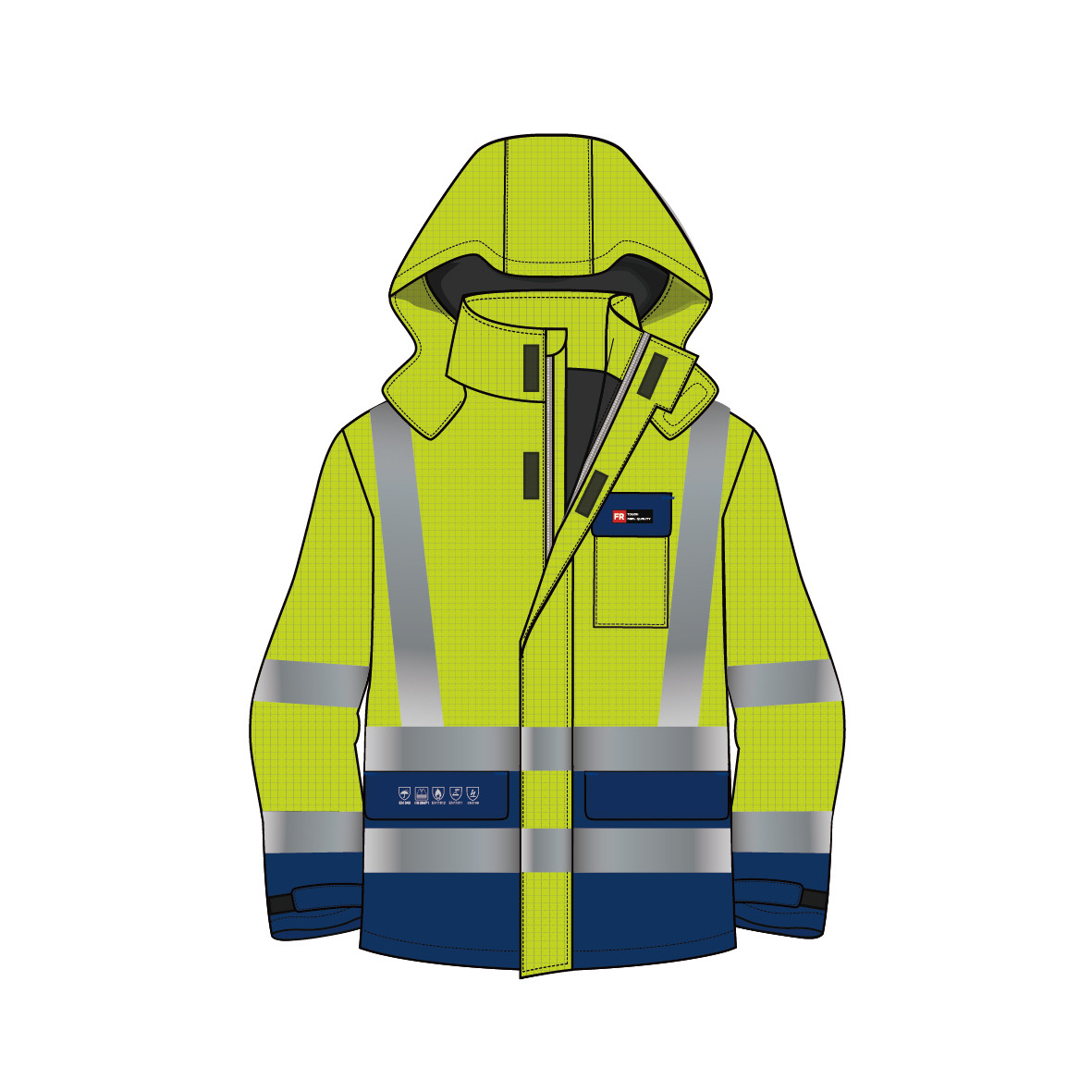 Offshore Hivis Rain Proof Workwear Electric Preventing Coat