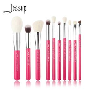 Quality Jessup 10pcs Natural Makeup Brushes Set Rose Carmine Vegan Makeup Brushes wholesale