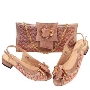 Quality Exquisite African Low Heel Shoes and Bags Set for Women's Party Includes Italian Bag wholesale
