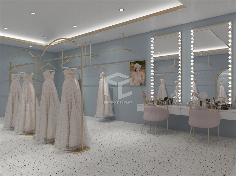CNC Bridal Store Display Stands For Garments Shop Decoration