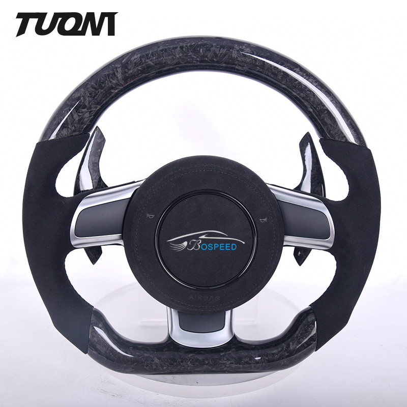 Audi R8 TT High Glossy Forged Carbon Fiber Steering Wheel Luxury Alcantara