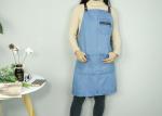 Classic Blue Kitchen Cooking Apron , Washed Women Cooking Apron With 4 Pockets