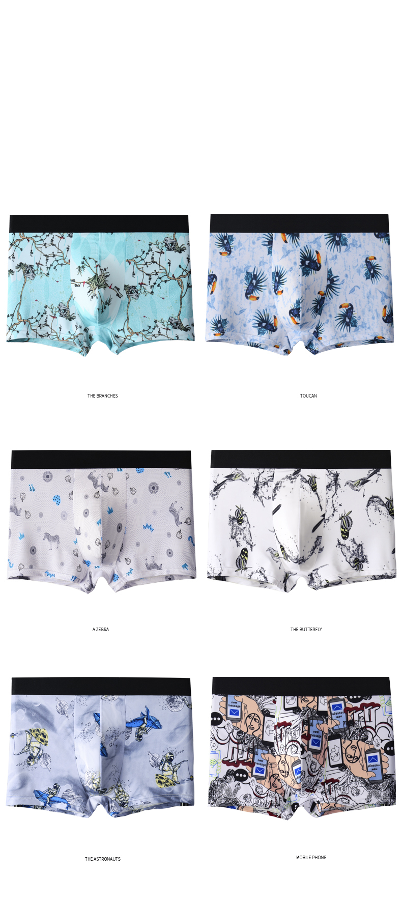 Anti-Bacterial Mens Boxer Briefs Underwear Toucan Plus Size Man Panties