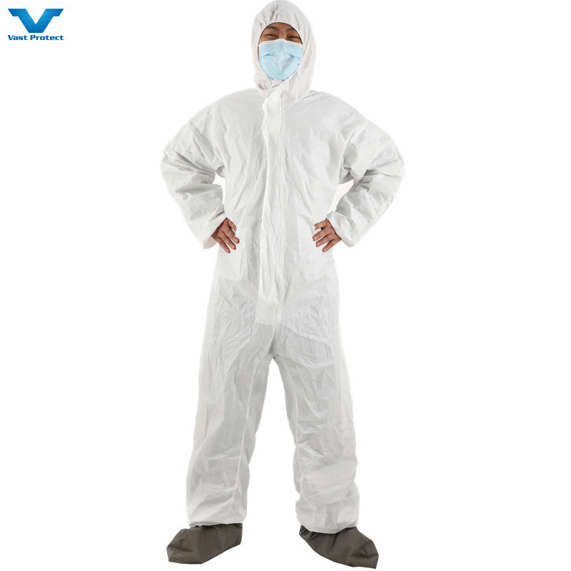 Industrial Safety PPE Protective Clothing Disposable Nonwoven Coveralls with Bootscover