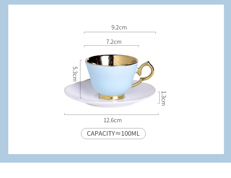 Porcelain Fashion Coffee Cupss 120ml With Electroplating Gold Plated