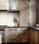 Veneer and Lacquer Finished American Kitchen Cabinet Set with Waste Container