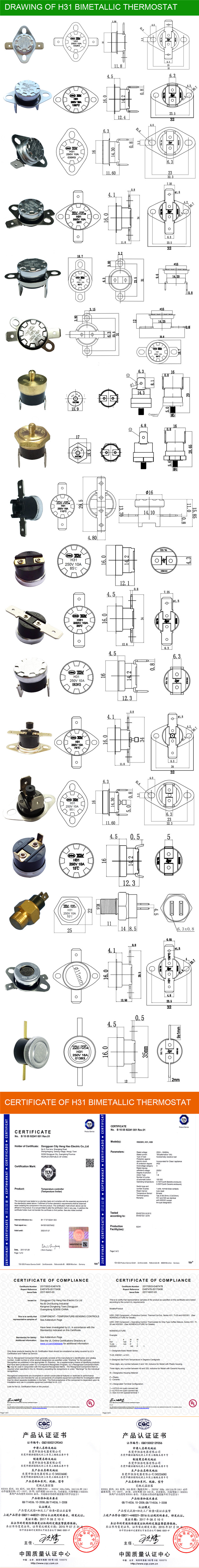 Durable Copper Head Ksd301 Bimetal Thermostat , 16A 250V Temperature Controller