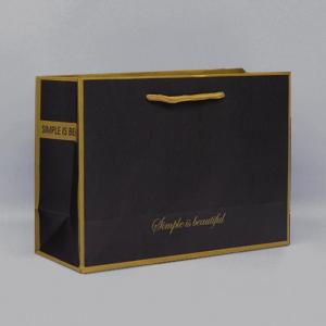 Quality Black Foil And Bump Logo Craft Paper Shopping Bag Reusable Twisted Handle 300g wholesale