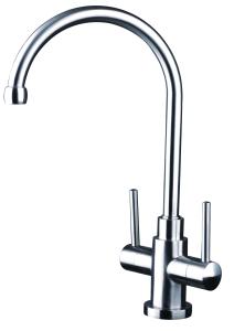 Quality Dual handle Kitchen hot cold water mixer tap stainless steel 304 sink wash faucet wholesale