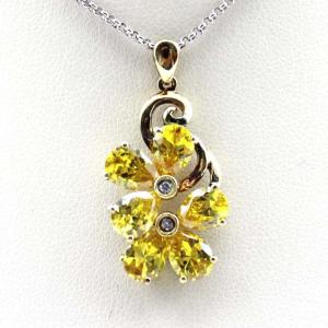 Quality 18K Gold Plated Sterling Silver Jewelry Yellow Cubic Zircon Flower Pendant ( P39) wholesale