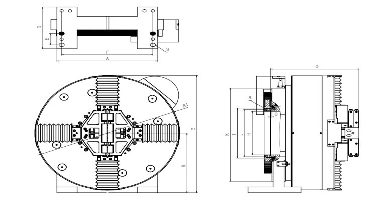 Pneumatic Rotary Chuck Main 4 Jaw Rotary Laser Chuck For Tube Cutter