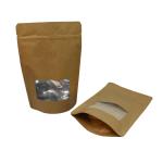 Clear Stand Up Recyclable Brown Kraft Paper Bag