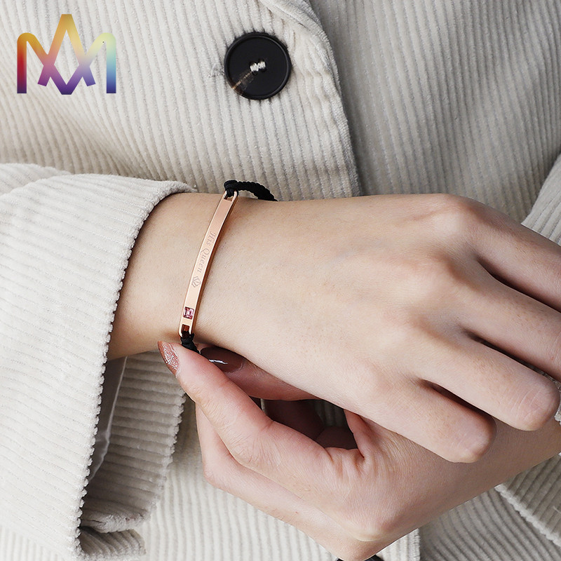 Anti Fatigue Adjustable Letter Name Bracelet 6x45MM For Couple