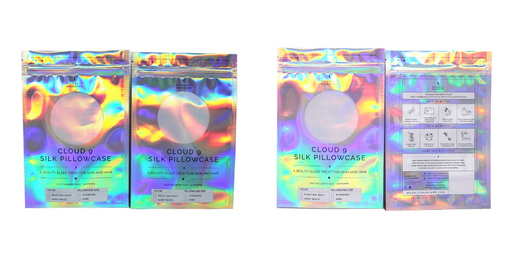 Laminated Material Plastic Holographic Bag Custom Printed Mylar Bags