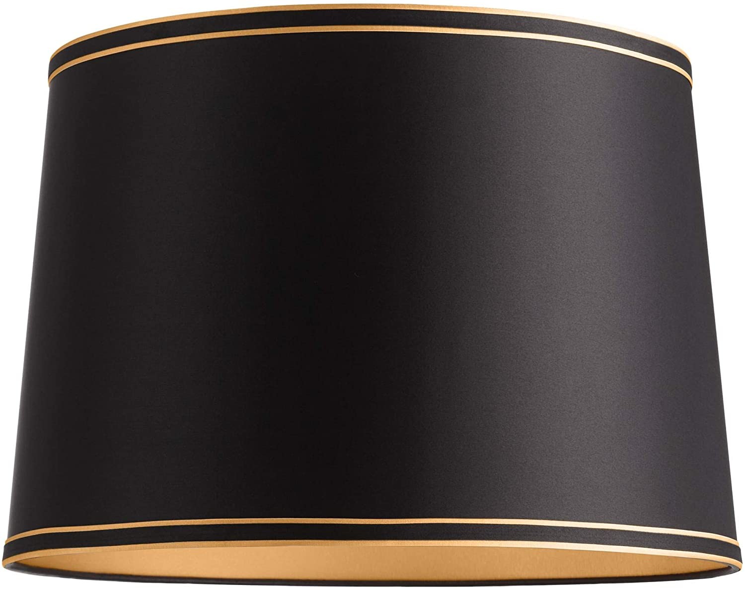 300*200mm Hardback Lamp Shade 2 Way Reversible Black Drum 2 Gold Line
