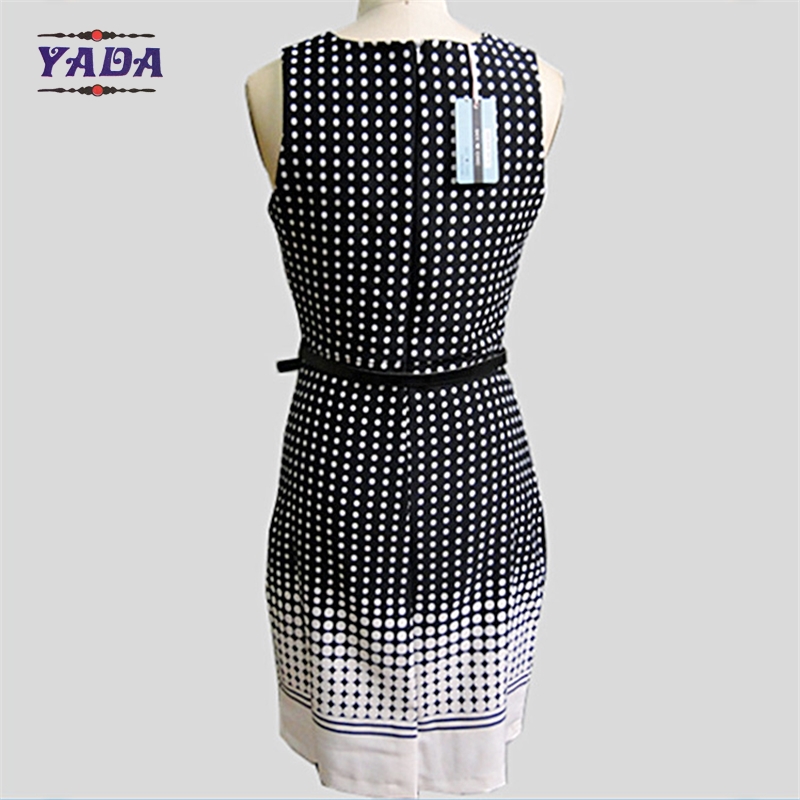 Fashion sleeveless wave point ladies fashion casual women dresses knitted dress with high quality