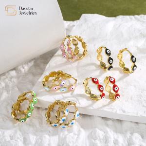 Quality 18k Gold Plated Evil Eye Huggie Earrings Women Colorful Enamel wholesale