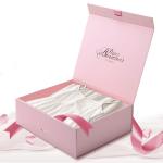 Book Shape Debossing Magnetic Garment Packaging Boxes With Ribbon