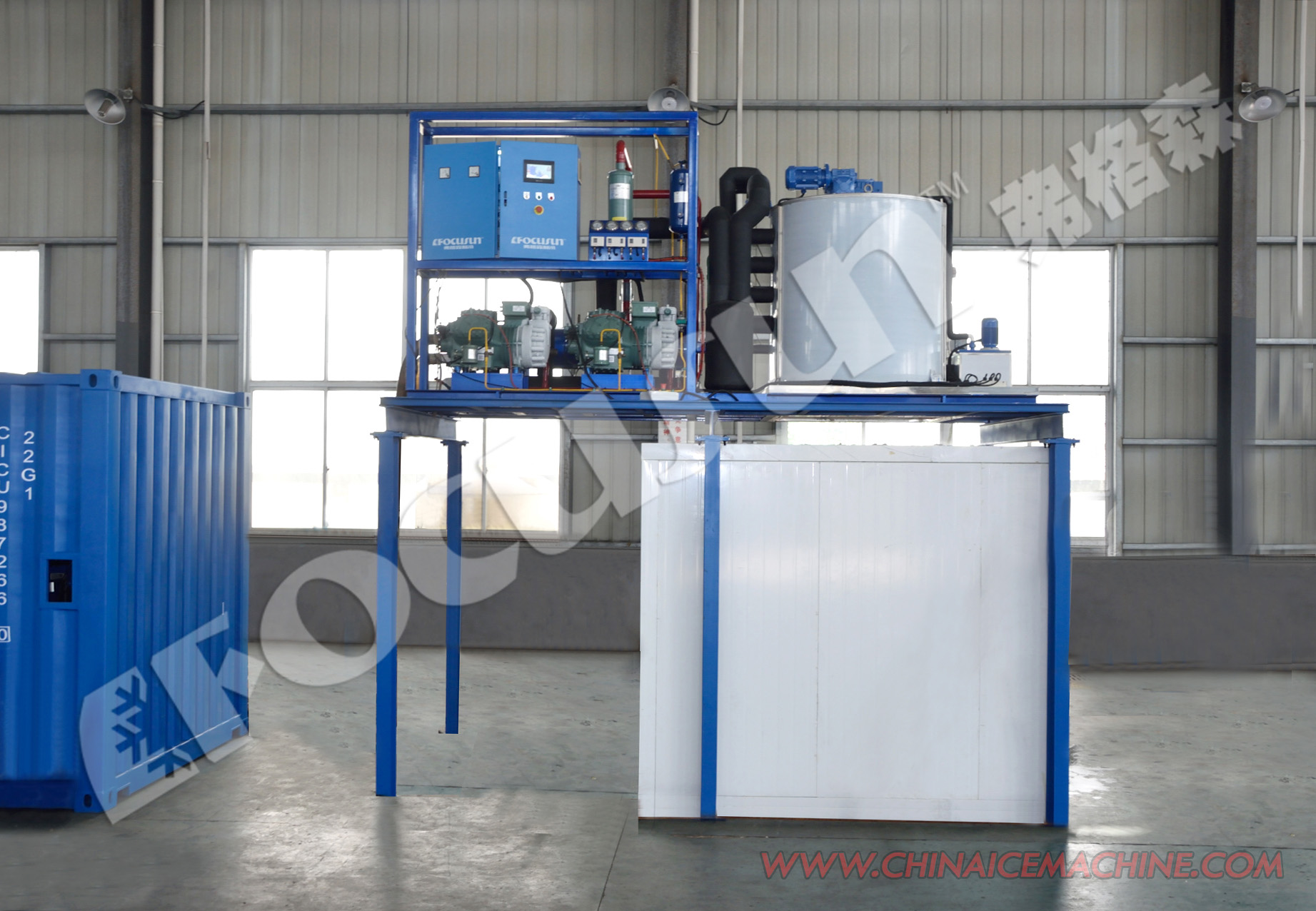 Engine Operated Ice Flake Maker Machine for Shrimp Production