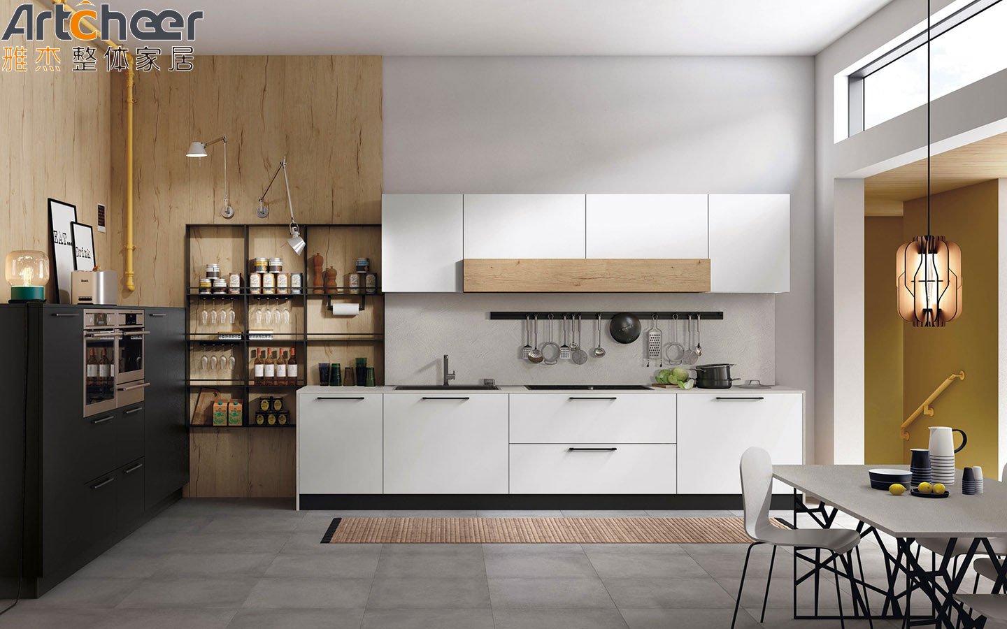 Modern Kitchen Cabinets with Wall Cabinet Shelf Storage and E0 Grade Wood Melamine Design