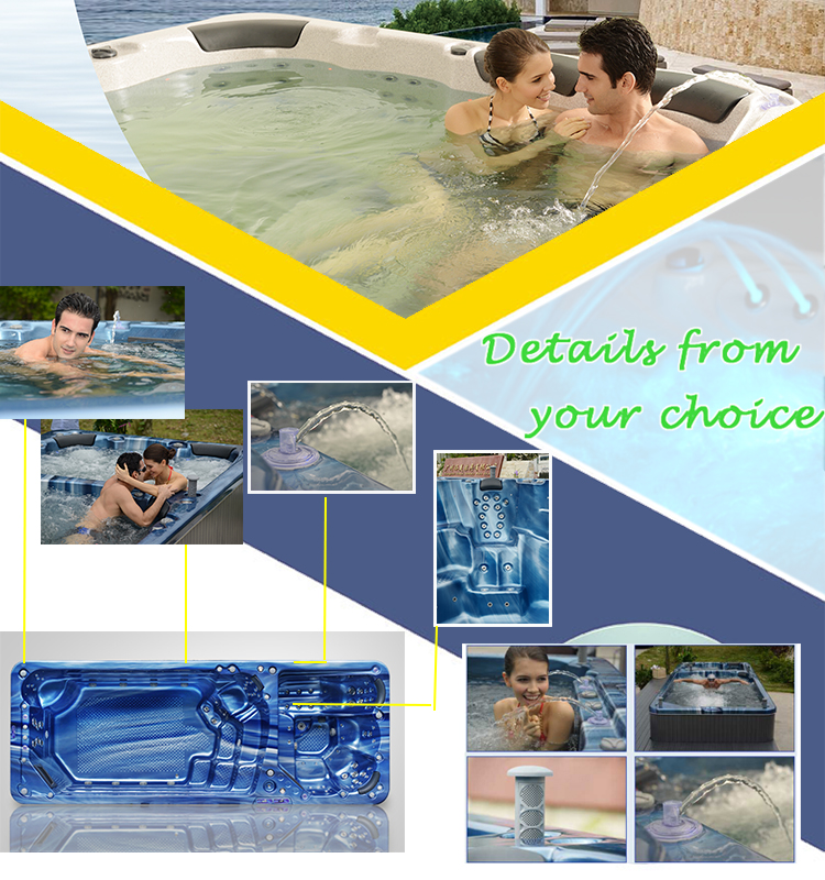 Luxury Rectangular 10 Person Big Swim Spa Outdoor Whirlpool Hot Tub