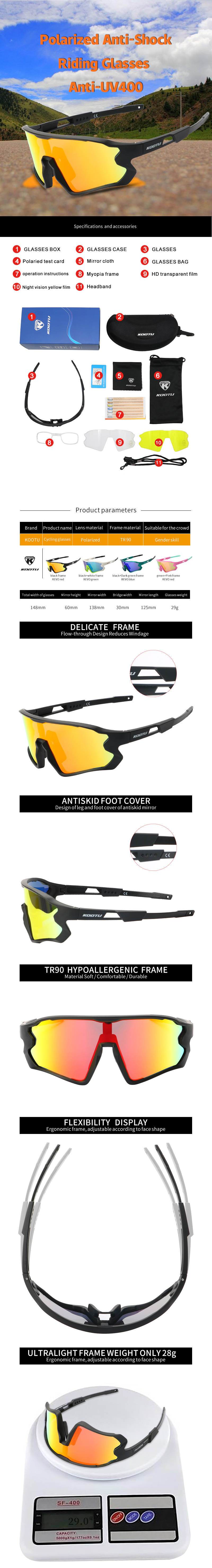 KOOTU Bike And Cycle Accessories , Plastic Polarised Cycling Glasses