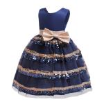 Polo Dress Beige Bow Belt Wave Dress Sequin Princess Girl Dress My First