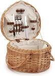 Picnic Basket for 2 Picniking Heart Shaped Empty Woven Wicker Willow Wood Hamper